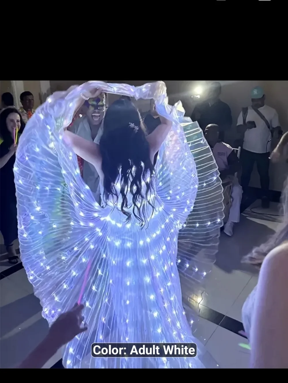 NEW LED ANGEL WINGS Abdominal Dance Wings, White Polyester Fiber, 240 LED Lights